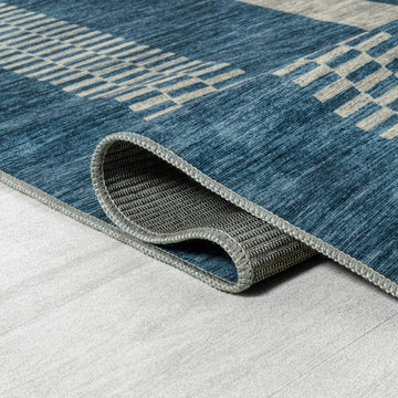 Vichy Geometric Striped Machine-washable Area Rug